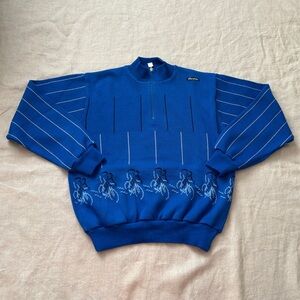 Aprica Santini Vintage Italian Wool Blend Knit Cycle Sweater in Blue Size 3